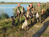 Trofea z tego stawu - strzelcy i psy. Król Tomek w środku.