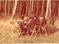 PGR Osowa Sień w Wielkopolsce, koniec lat siedemdziesiątych - posiłek w przerwie polowania na dziki